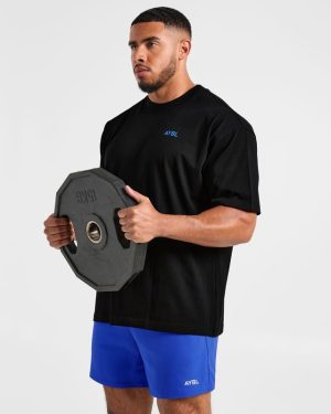 Essential Oversized T Shirt - Black/Cobalt: The Ultimate Comfort Upgrade