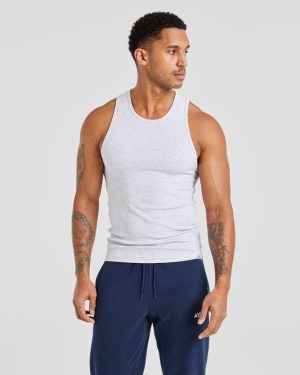 Essential Ribbed Tank - Light Grey Marl: The Ultimate Gym Companion