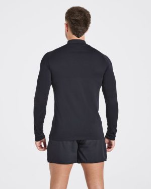 Essential Seamless 1/4 Zip Pullover - Black