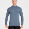Essential Seamless 1/4 Zip Pullover - Slate Blue