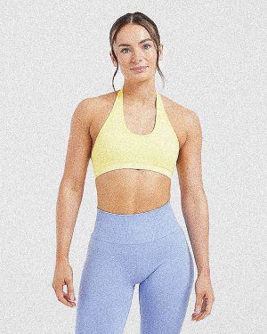 Essential Seamless Halterneck Sports Bra - Yellow
