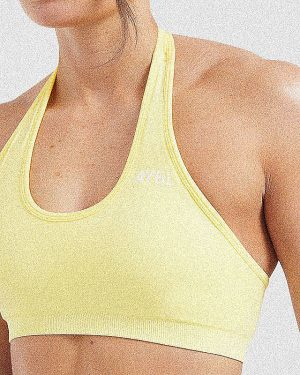 Essential Seamless Halterneck Sports Bra - Yellow
