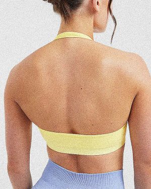 Essential Seamless Halterneck Sports Bra - Yellow