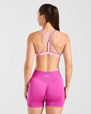Essential Strappy Sports Bra - Sugar Pink: Ultimate Comfort & Style