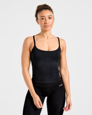 Essential Strappy Tank Top - Black: The Ultimate Workout Companion