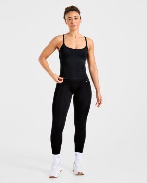 Essential Strappy Tank Top - Black: The Ultimate Workout Companion