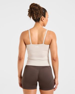 Essential Strappy Tank Top - Taupe: The Ultimate Workout Companion