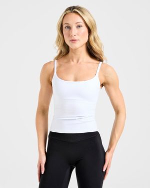 Essential Strappy Tank Top - White: The Ultimate Performance Layer