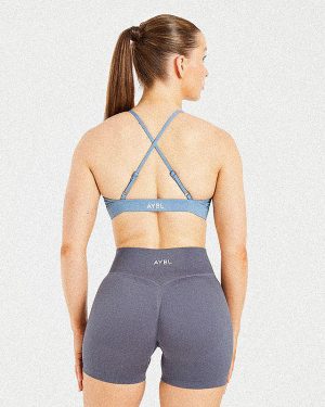 Essential Twist Crossback Sports Bra - Slate Blue: Ultimate Low-Impact Comfort
