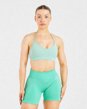 Essential V Neck Strappy Sports Bra - Light Sage: The Ultimate Low-Impact Companion
