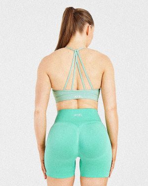 Essential V Neck Strappy Sports Bra - Light Sage: The Ultimate Low-Impact Companion