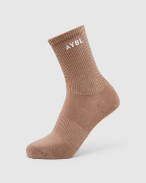 Everyday Crew Socks 3-Pack: Ultimate Comfort in Nude, Mocha & Brown