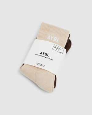Everyday Crew Socks 3-Pack: Ultimate Comfort in Nude, Mocha & Brown