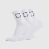 Everyday Embroidered Crew Socks (3 Pack) - White