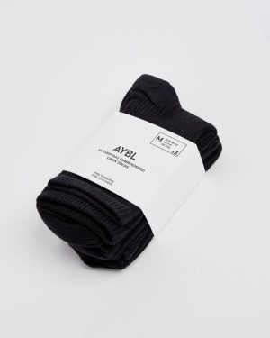 Everyday Embroidered Crew Socks (3 Pack) - Black