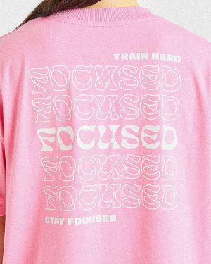 Focused Wavy Oversized T Shirt - Pink/White: The Ultimate Comfort & Style Statement