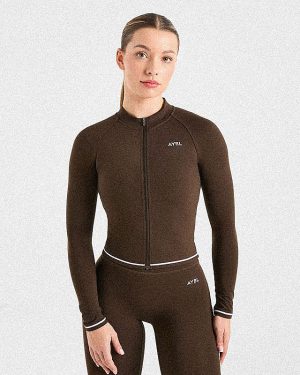 Form Zip Up Jacket - Coffee Bean: The Ultimate Sculpting Athleisure Essential