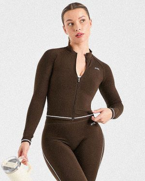 Form Zip Up Jacket - Coffee Bean: The Ultimate Sculpting Athleisure Essential