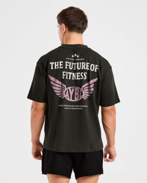 Future Fitness Oversized T Shirt - Charcoal/Mauve: The Ultimate Comfort Upgrade