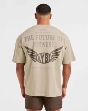 Future Fitness Oversized T Shirt - Dusty Sand: The Ultimate Comfort Staple