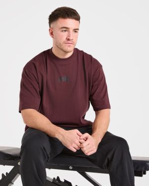 Heavy Lifting Gothic Oversized T Shirt - Dusty Plum/Black