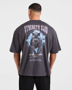 Hunt Your Goals Oversized T-Shirt - Deep Charcoal