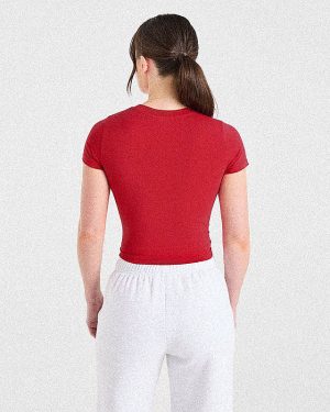 Just a Gym Girl Baby Tee - Red: The Ultimate Rest Day Essential