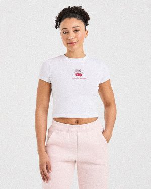 Just a Gym Girl Baby Tee - White/Red: The Ultimate Rest Day Essential