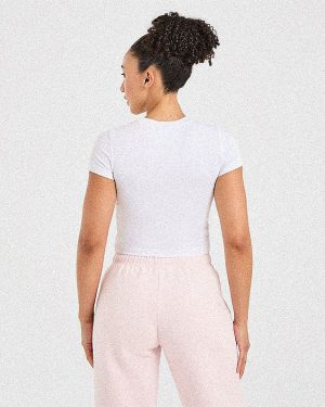 Just a Gym Girl Baby Tee - White/Red: The Ultimate Rest Day Essential