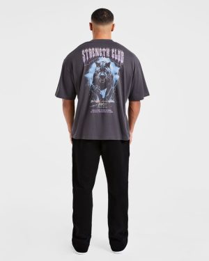 Hunt Your Goals Oversized T-Shirt - Deep Charcoal