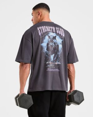 Hunt Your Goals Oversized T-Shirt - Deep Charcoal