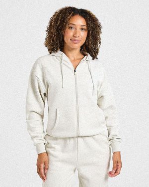Lifestyle Oversized Zip Up Hoodie - Off White: The Ultimate Comfort Upgrade