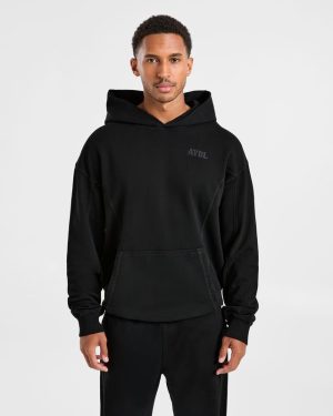 Lift Club Distressed Hoodie - Black/Charcoal: The Ultimate Lifter's Essential