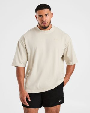 Lift Club Distressed Oversized T Shirt - Sand: The Ultimate Lifter's Essential