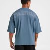 Lift Club Distressed Oversized T Shirt - Washed Indigo