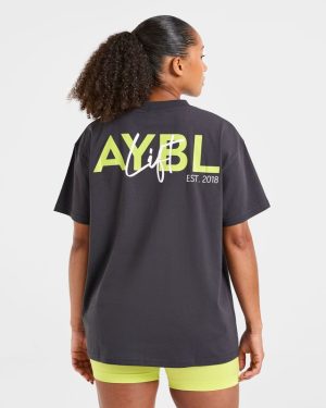 Lift Graphic Oversized T-Shirt: The Ultimate Charcoal/Lime Blend for Comfort and Style