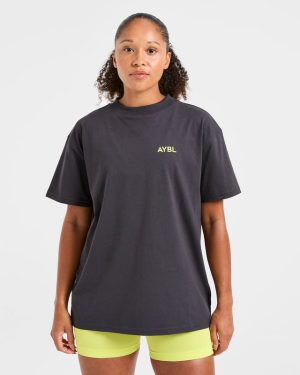 Lift Graphic Oversized T-Shirt: The Ultimate Charcoal/Lime Blend for Comfort and Style