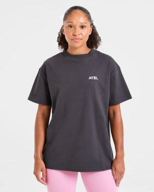 Lift Graphic Oversized T Shirt - Charcoal/Pink: The Ultimate Comfort & Style Statement