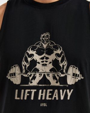 Lift Heavy Tank - Black/Off White: The Ultimate Loose Fit Essential