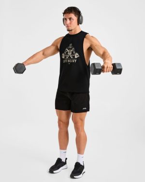 Lift Heavy Tank - Black/Off White: The Ultimate Loose Fit Essential
