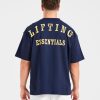 Lifting Essentials Oversized T Shirt - Navy/Yellow