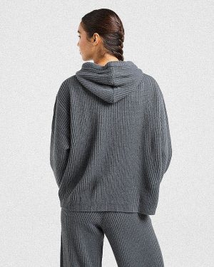 Ultimate Comfort: Charcoal Oversized Knit Hoodie for Modern Lounging