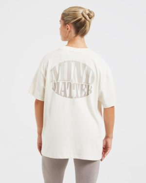 Mind Over Matter Oversized T-Shirt - Beige/Brown | Ultimate Comfort & Style