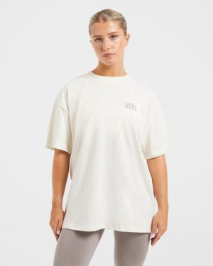 Mind Over Matter Oversized T-Shirt - Beige/Brown | Ultimate Comfort & Style