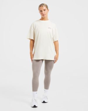 Mind Over Matter Oversized T-Shirt - Beige/Brown | Ultimate Comfort & Style