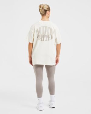 Mind Over Matter Oversized T-Shirt - Beige/Brown | Ultimate Comfort & Style