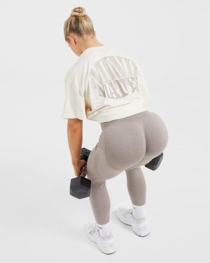 Mind Over Matter Oversized T-Shirt - Beige/Brown | Ultimate Comfort & Style