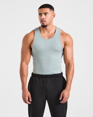 Muscle Ribbed Tank - Stone Blue: The Ultimate Gym Essential