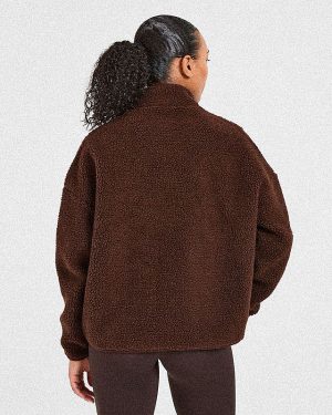 Oversized Zip Up Fleece Jacket - Brown | Premium AYBL Edition