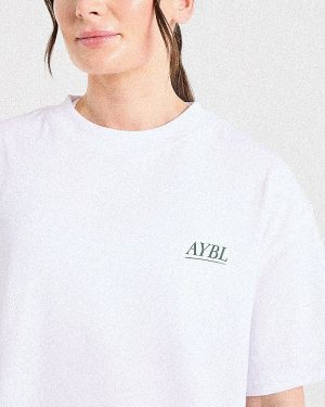 Power Lifting Illustration Oversized T-Shirt - White/Green